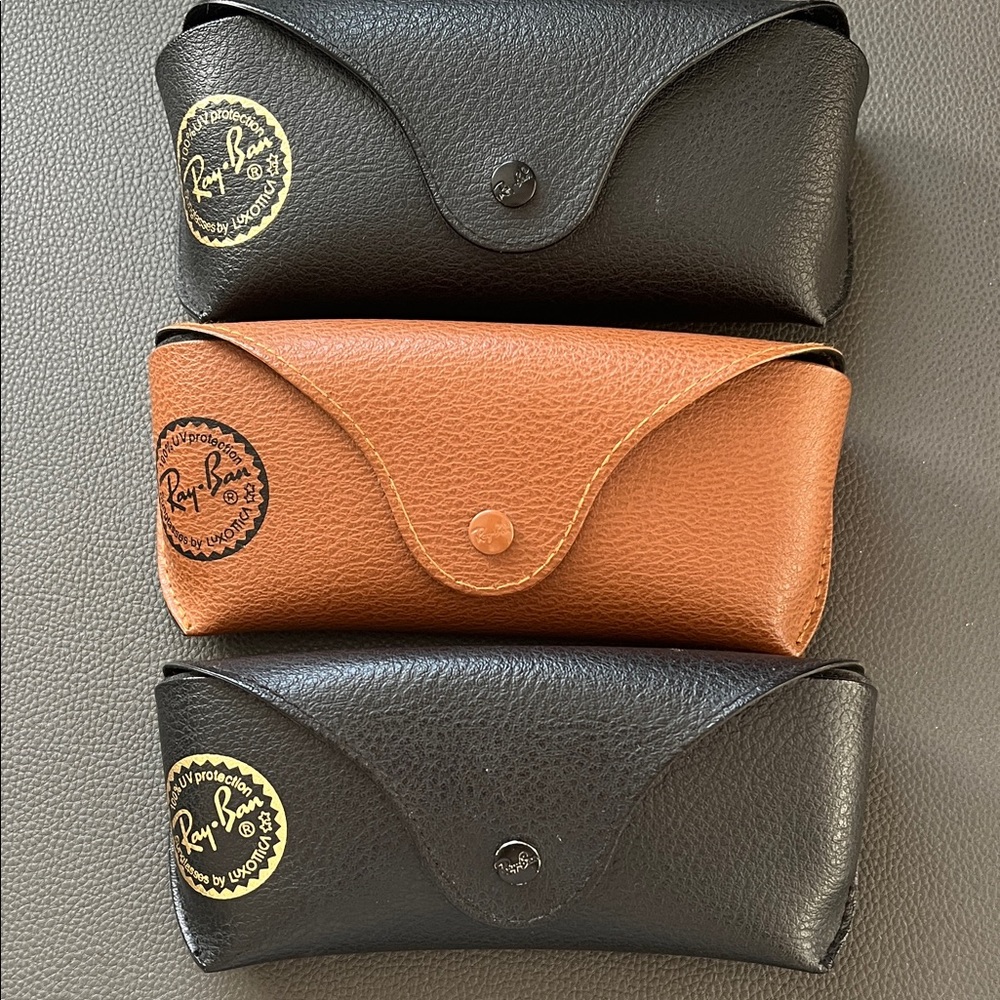 Ray-Ban Black and Tan Sunglass Cases Trio